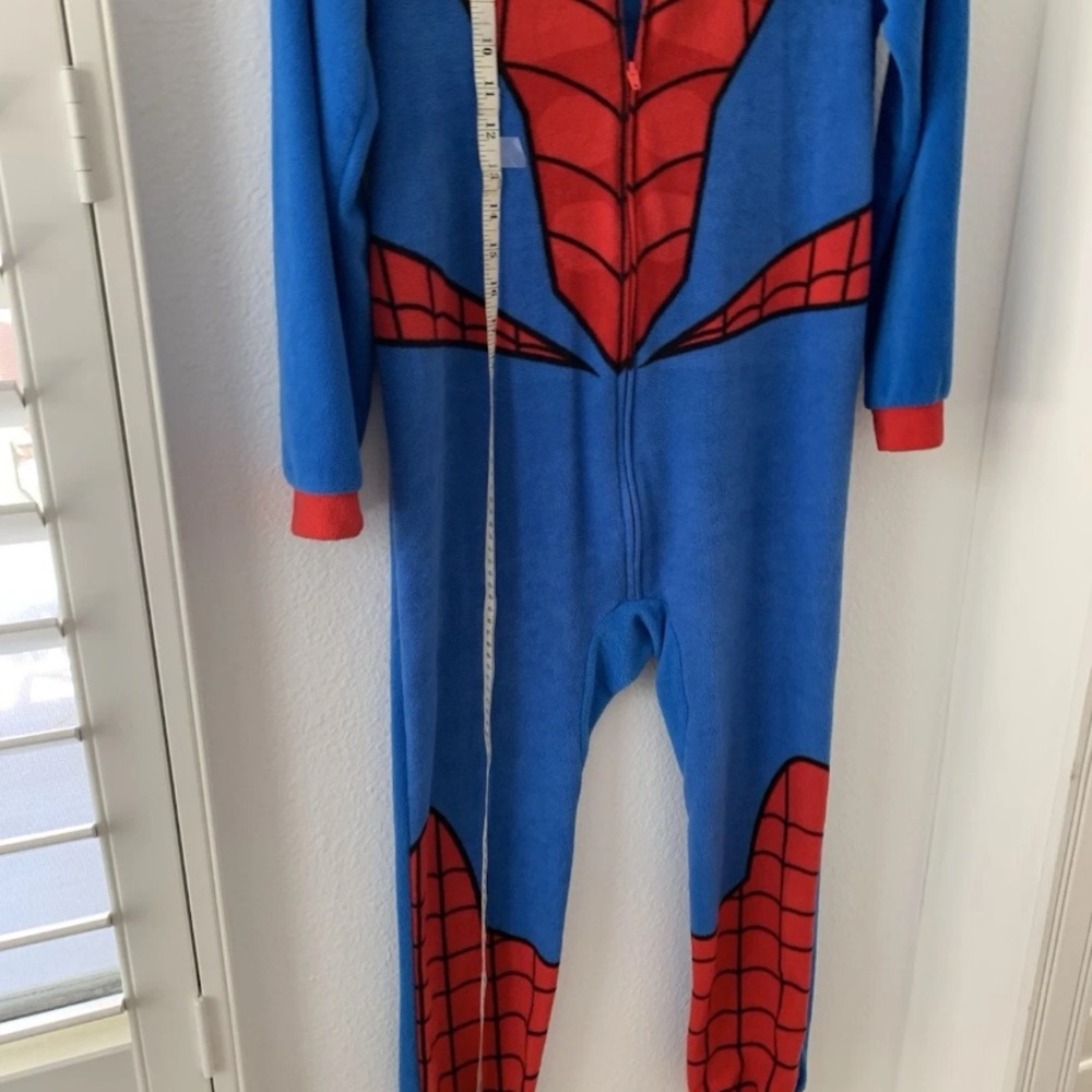 Marvel Spider-Man Superhero Kids Hooded Union Suit Fleece Costume Pajamas 10/12 - Picture 11 of 16